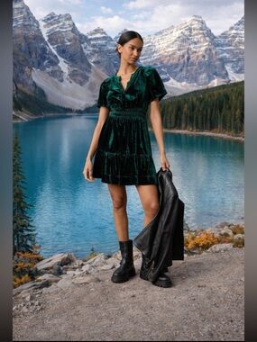 Anthropologie NWT The Somerset Mini Dress:
Velvet Edition size XS.